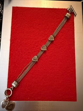 Brighton Share A Heart Stations Multi-Strand Toggle Bracelet w/ Original Metal